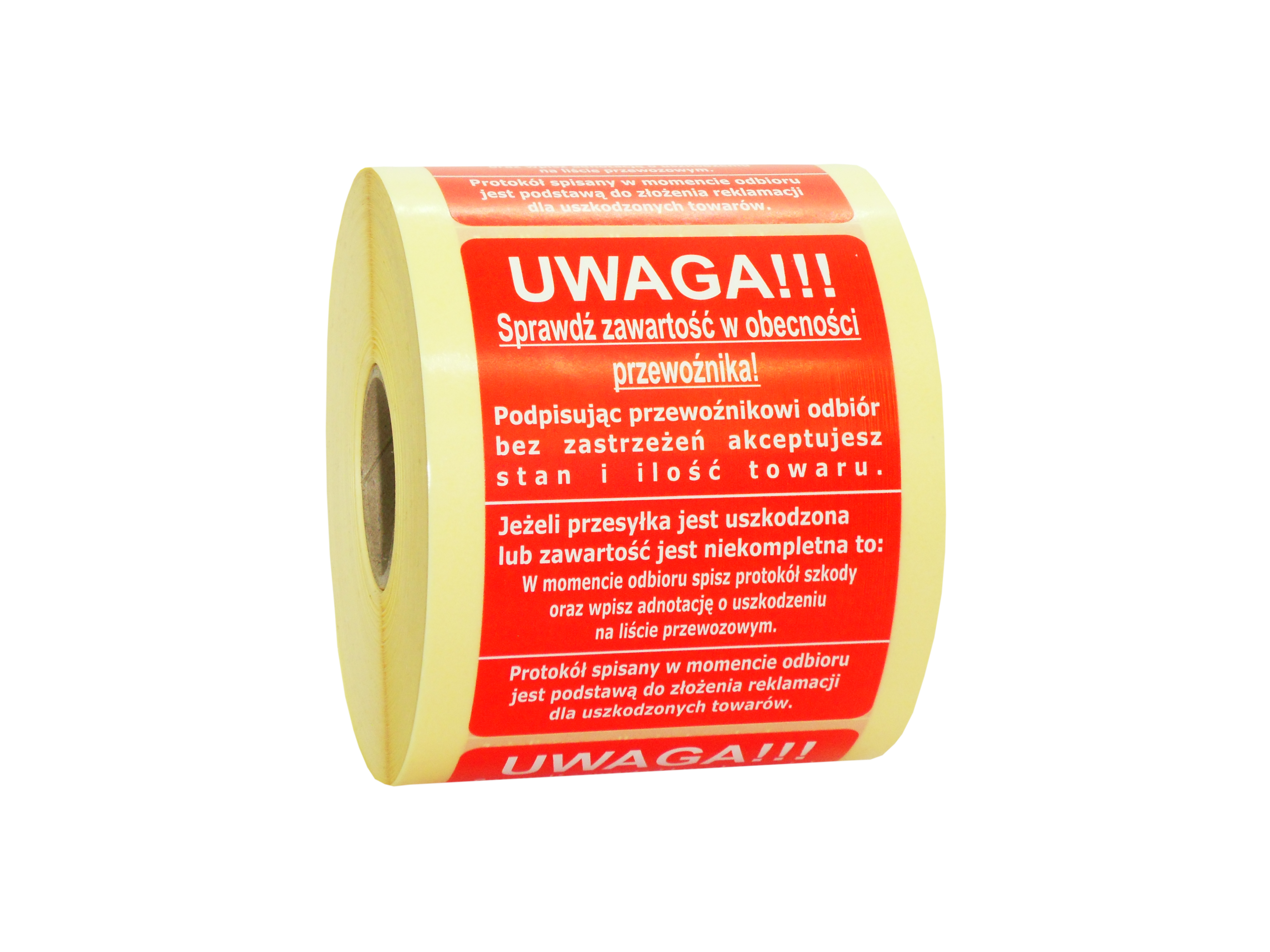 Etykiety Sprawdź zawartość przy kurierze 80x107 mm